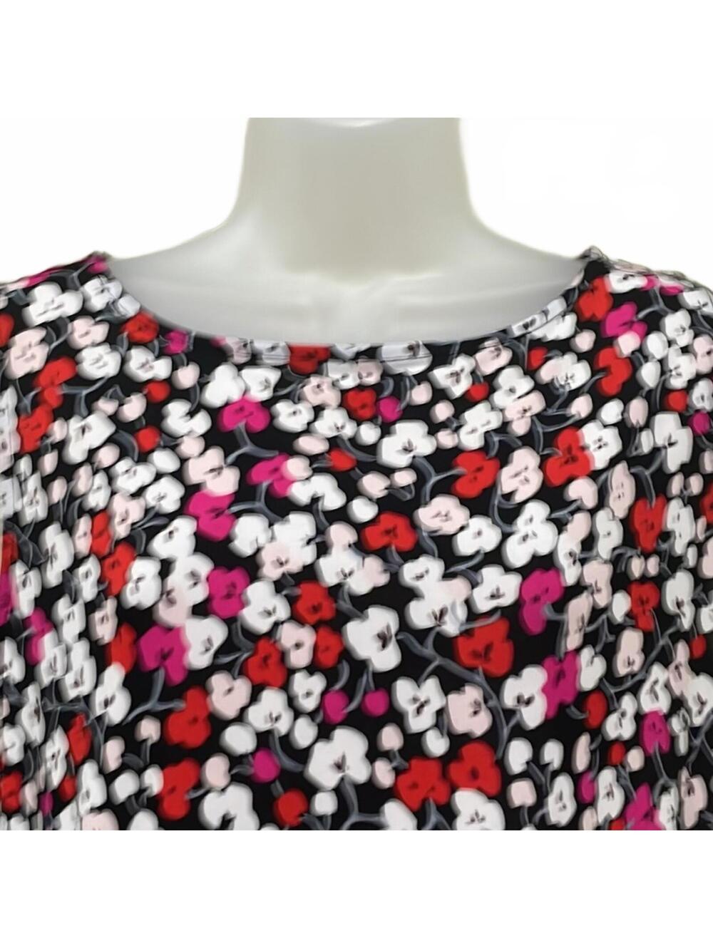 Jones New York Signature Floral Dress Large 12/14 Black Pink Sleeveless Shift